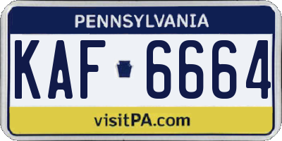 PA license plate KAF6664