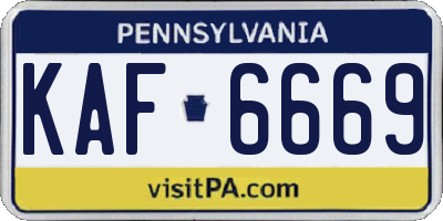 PA license plate KAF6669