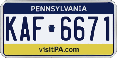 PA license plate KAF6671
