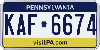 PA license plate KAF6674