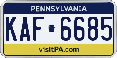 PA license plate KAF6685