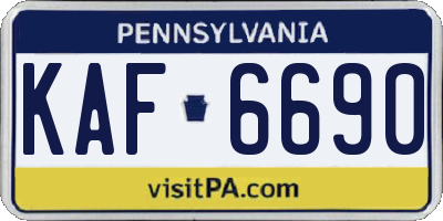 PA license plate KAF6690