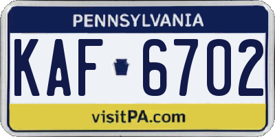 PA license plate KAF6702