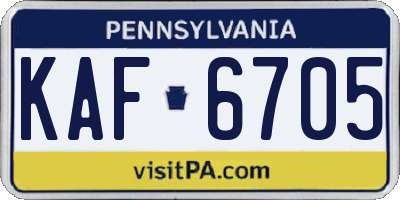 PA license plate KAF6705