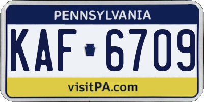 PA license plate KAF6709