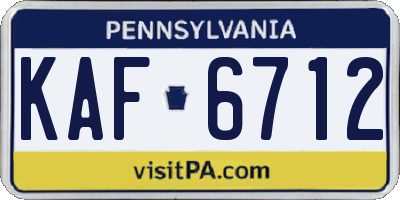 PA license plate KAF6712