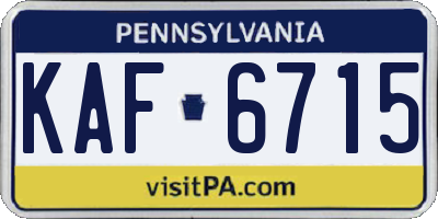 PA license plate KAF6715