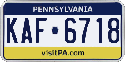 PA license plate KAF6718