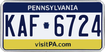 PA license plate KAF6724