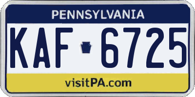 PA license plate KAF6725