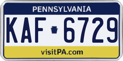PA license plate KAF6729