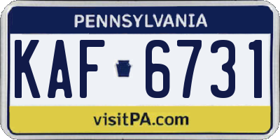 PA license plate KAF6731