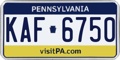 PA license plate KAF6750
