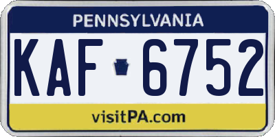 PA license plate KAF6752