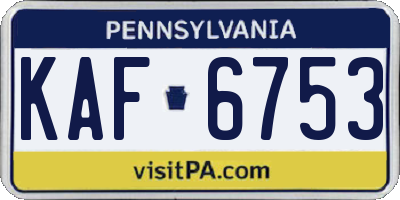 PA license plate KAF6753