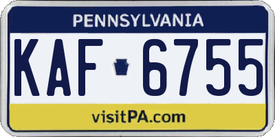 PA license plate KAF6755