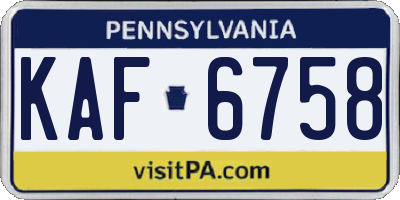 PA license plate KAF6758