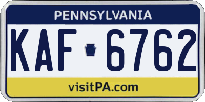 PA license plate KAF6762