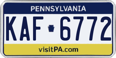 PA license plate KAF6772