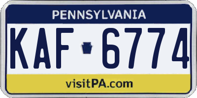 PA license plate KAF6774