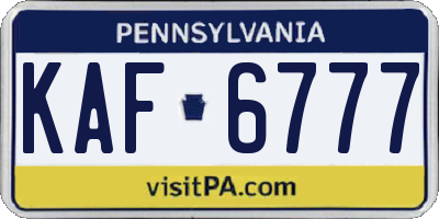 PA license plate KAF6777