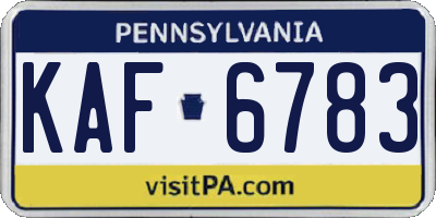 PA license plate KAF6783
