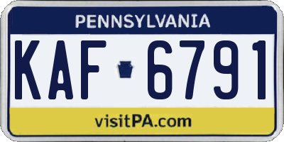 PA license plate KAF6791
