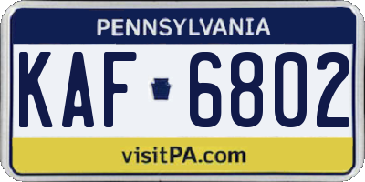 PA license plate KAF6802
