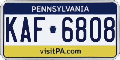 PA license plate KAF6808