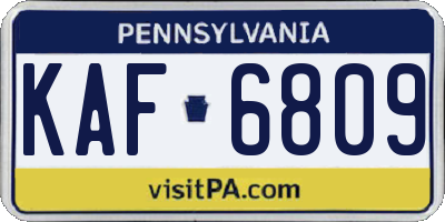 PA license plate KAF6809