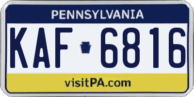 PA license plate KAF6816