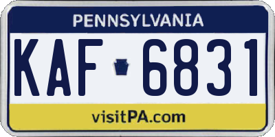 PA license plate KAF6831
