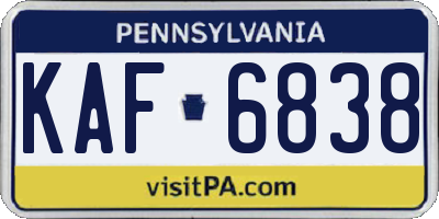 PA license plate KAF6838