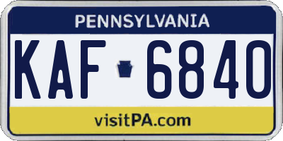 PA license plate KAF6840