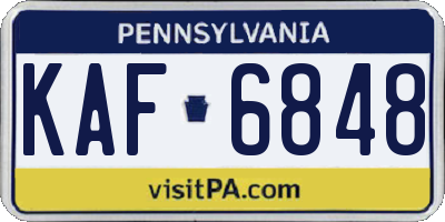PA license plate KAF6848