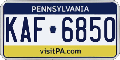 PA license plate KAF6850