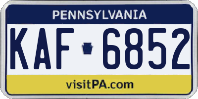 PA license plate KAF6852