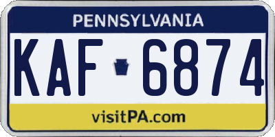 PA license plate KAF6874