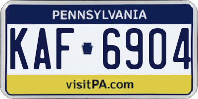 PA license plate KAF6904
