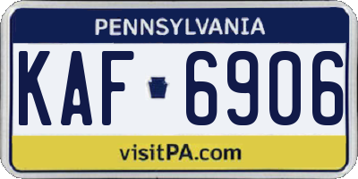 PA license plate KAF6906