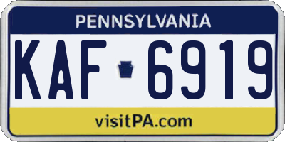 PA license plate KAF6919