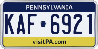 PA license plate KAF6921