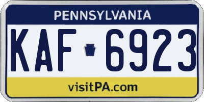 PA license plate KAF6923