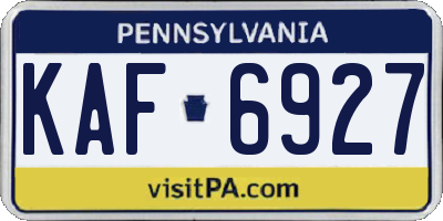 PA license plate KAF6927