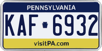 PA license plate KAF6932