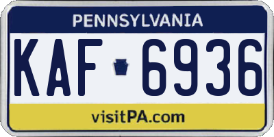 PA license plate KAF6936