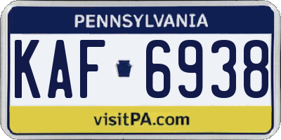 PA license plate KAF6938