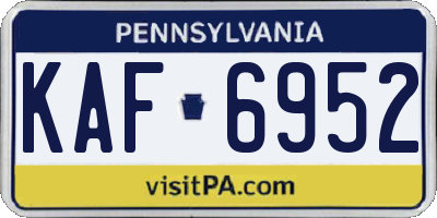 PA license plate KAF6952