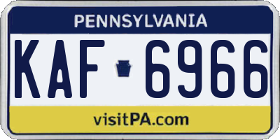 PA license plate KAF6966