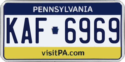 PA license plate KAF6969